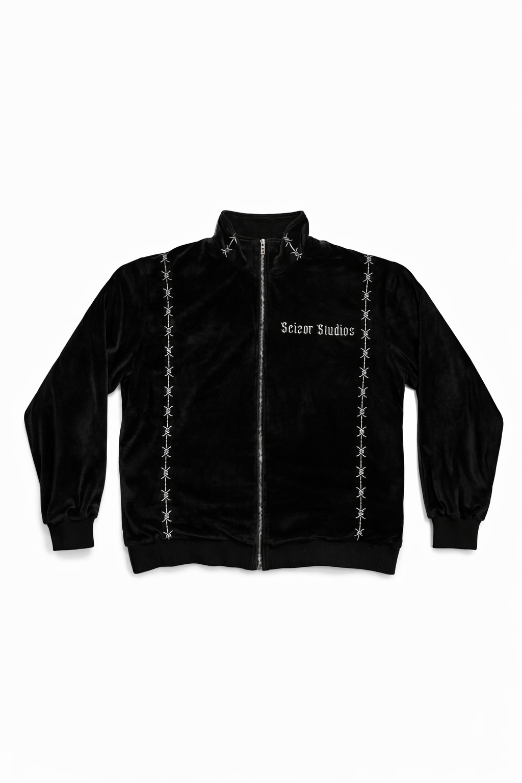Velour Track Jacket -Black