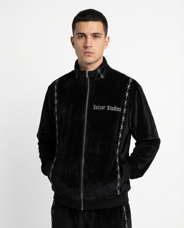 Velour Track Jacket -Black