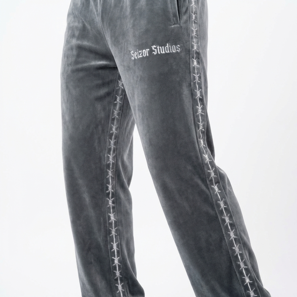 Velour Track Pants -Ash