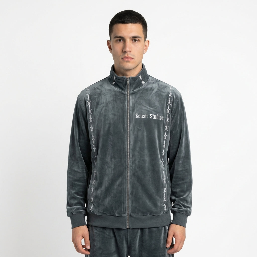 Velour Track Jacket -Ash